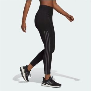 ADIDAS Women's High Rise 3-stripe 7/8 Cotton Tights HM2603 Black Leggings Size M